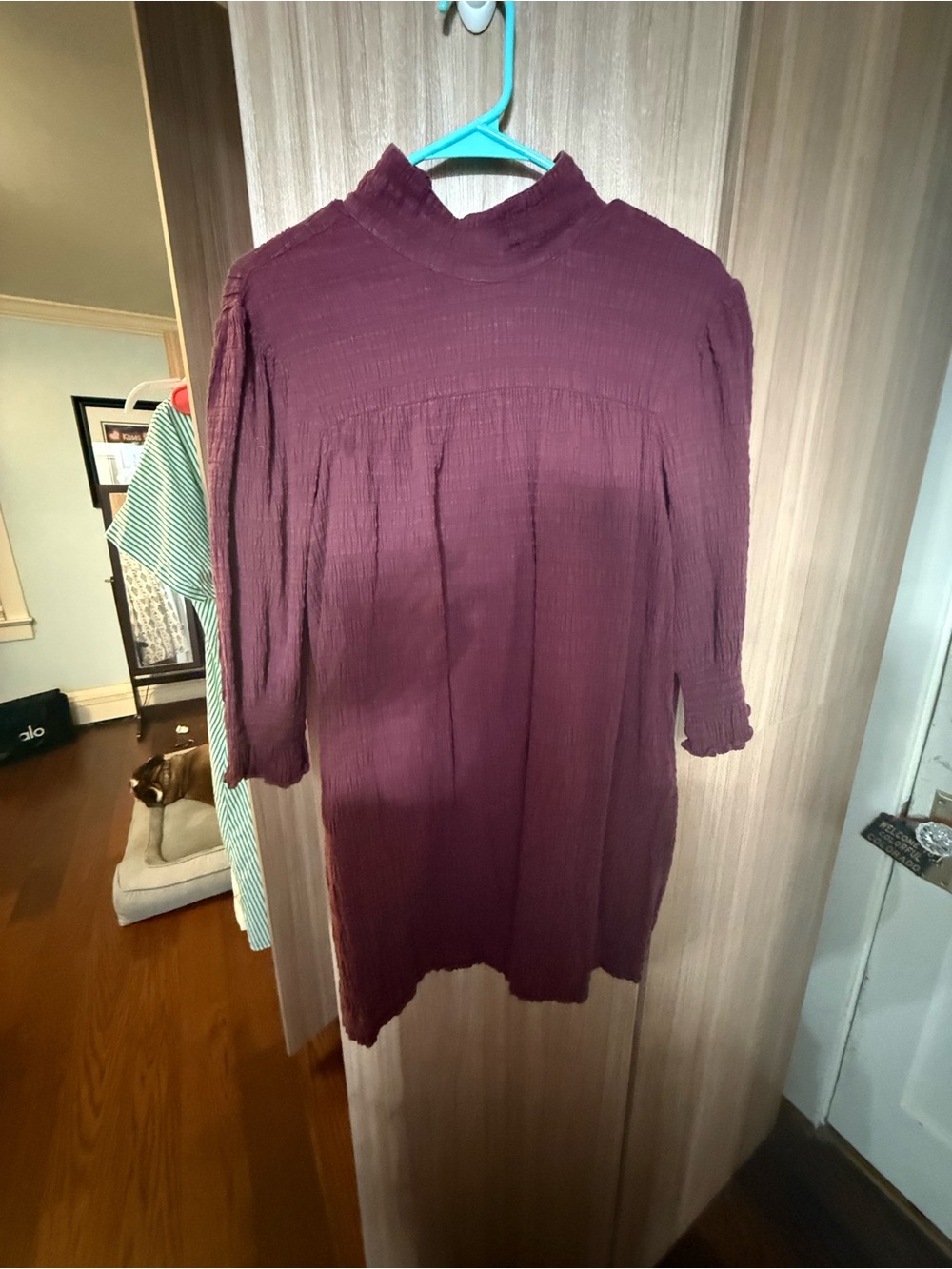 ba&sh Plum Textured High-Neck Tunic Dress